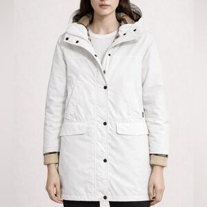Burberry White Hooded Parka Puffer Jacket